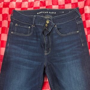 American Eagle Outfitters Women's Dark Blue High Rise Jeans